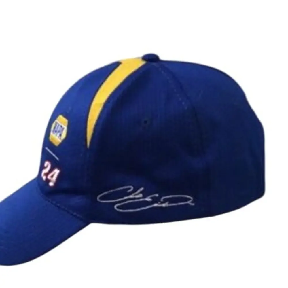 Napa Racing #24 Chase Elliot Hendrick Baseball Hat Blue Yellow Signature